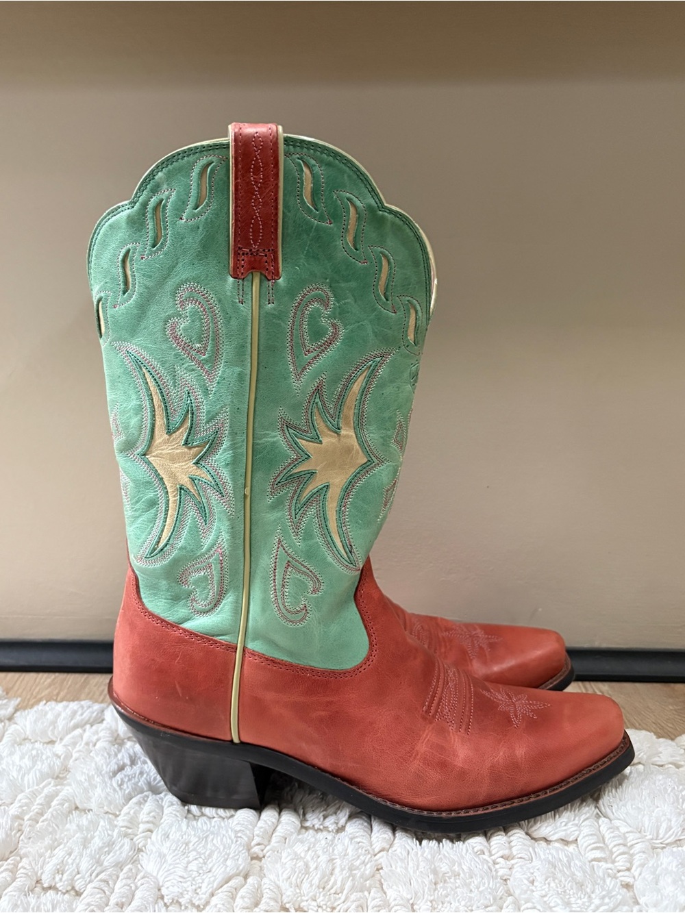 Ariat Women's Manzanita Western Boots Size 7.5 | Pink Green Leather Boho Cowgirl - Picture 4 of 14